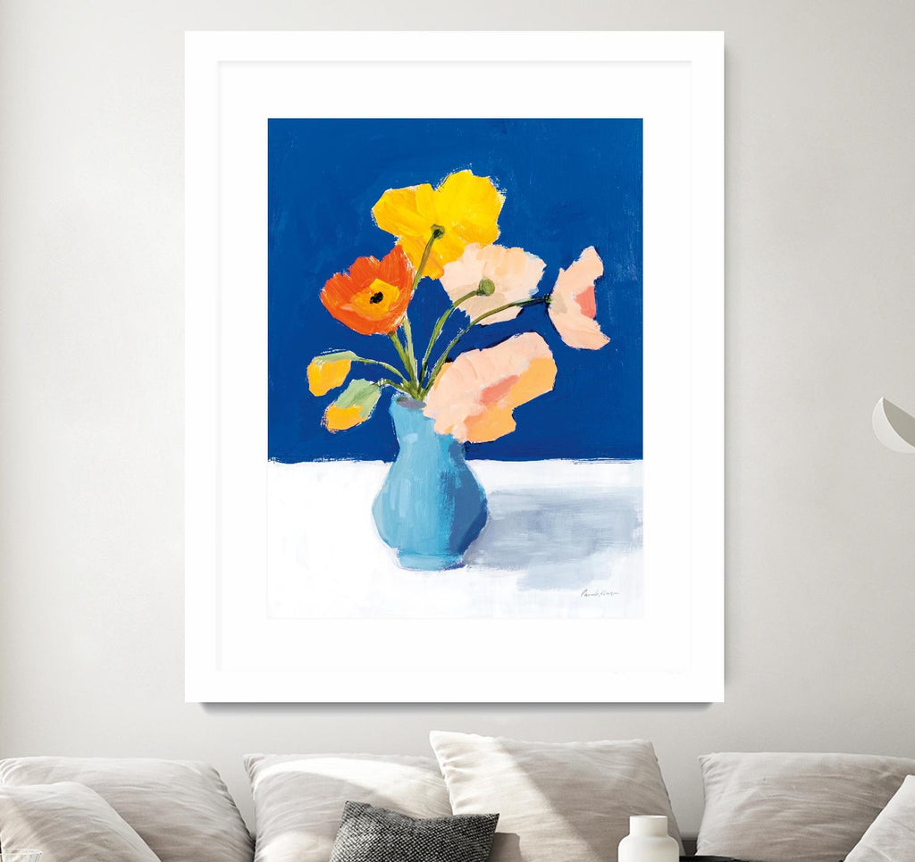 Poppies on Blue by Pamela Munger on GIANT ART - orange florals floral
