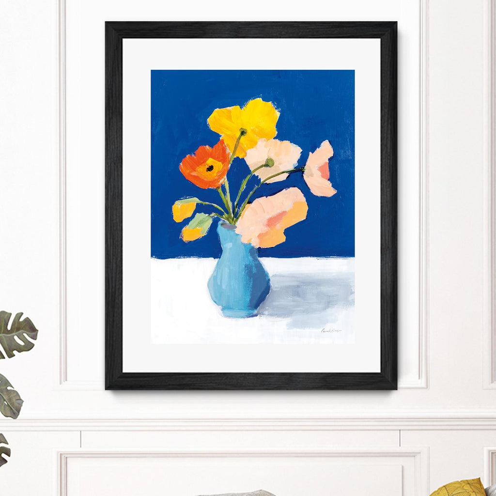 Poppies on Blue by Pamela Munger on GIANT ART - orange florals floral