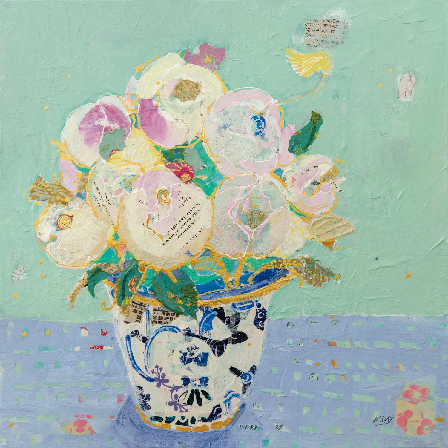 Kristens Peonies par Kellie Day sur GIANT ART - floral aqua