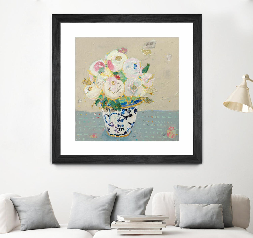 Kristens Peonies Neutral by Kellie Day on GIANT ART - florals aqua