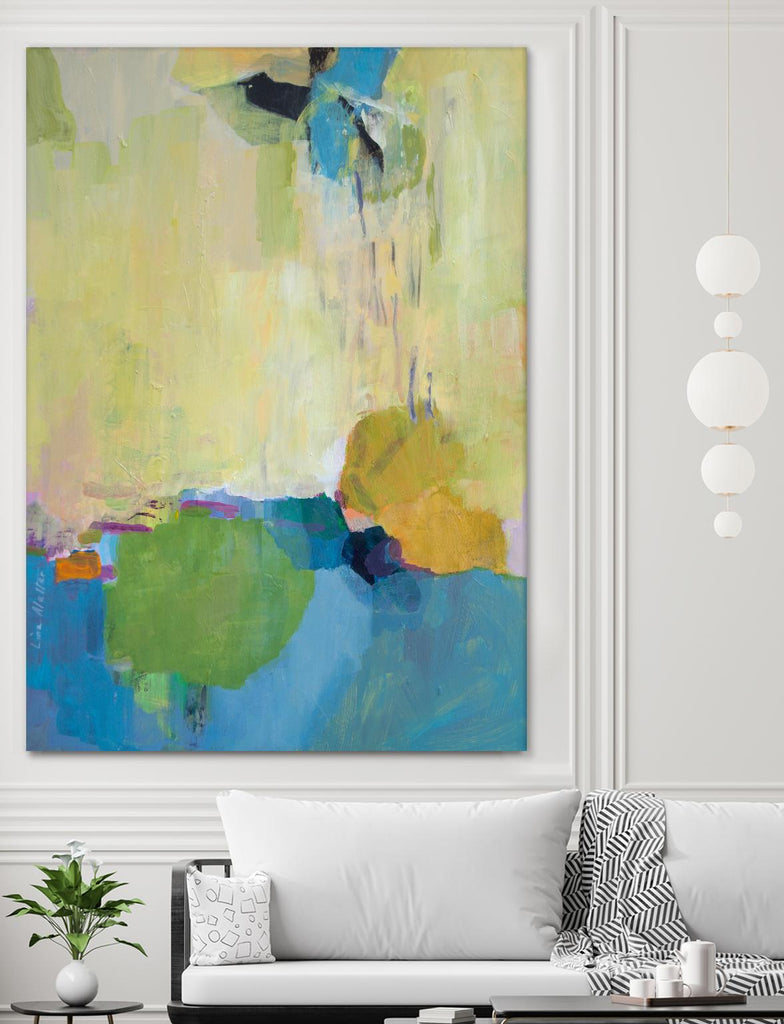 The Promise of Something by Lina Alattar on GIANT ART - blue,yellow abstracts, contemporary