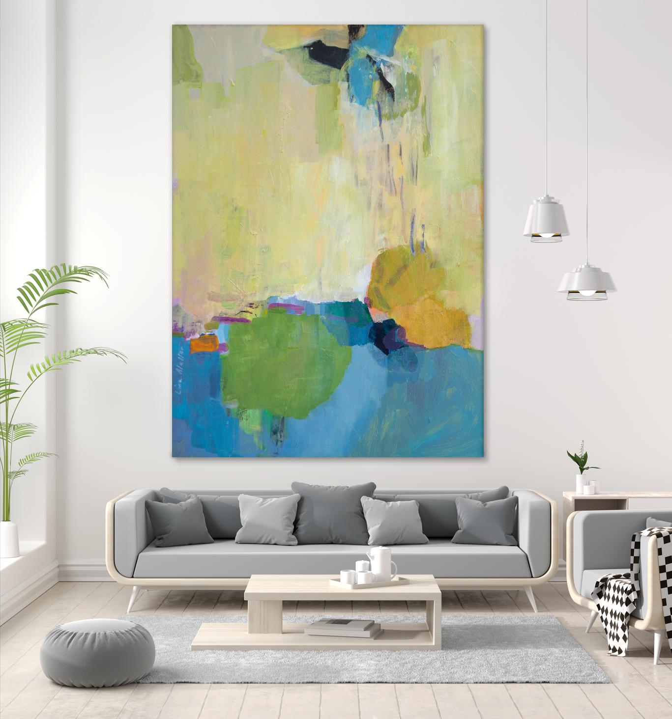 The Promise of Something by Lina Alattar on GIANT ART - blue,yellow abstracts, contemporary