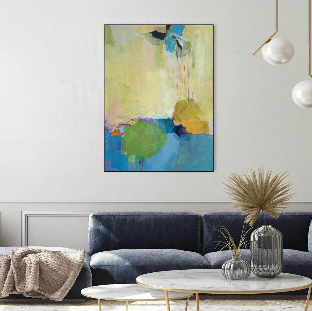 The Promise of Something by Lina Alattar on GIANT ART - blue,yellow abstracts, contemporary