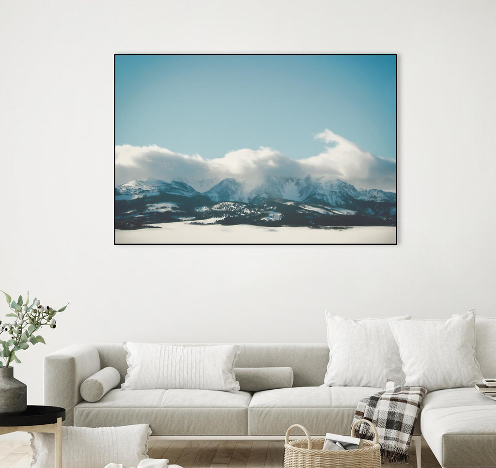 Bridger Mountain Cloud Cover by Annie Bailey Art on GIANT ART - white,blue landscapes, photography, mountains, snow, winter, hills