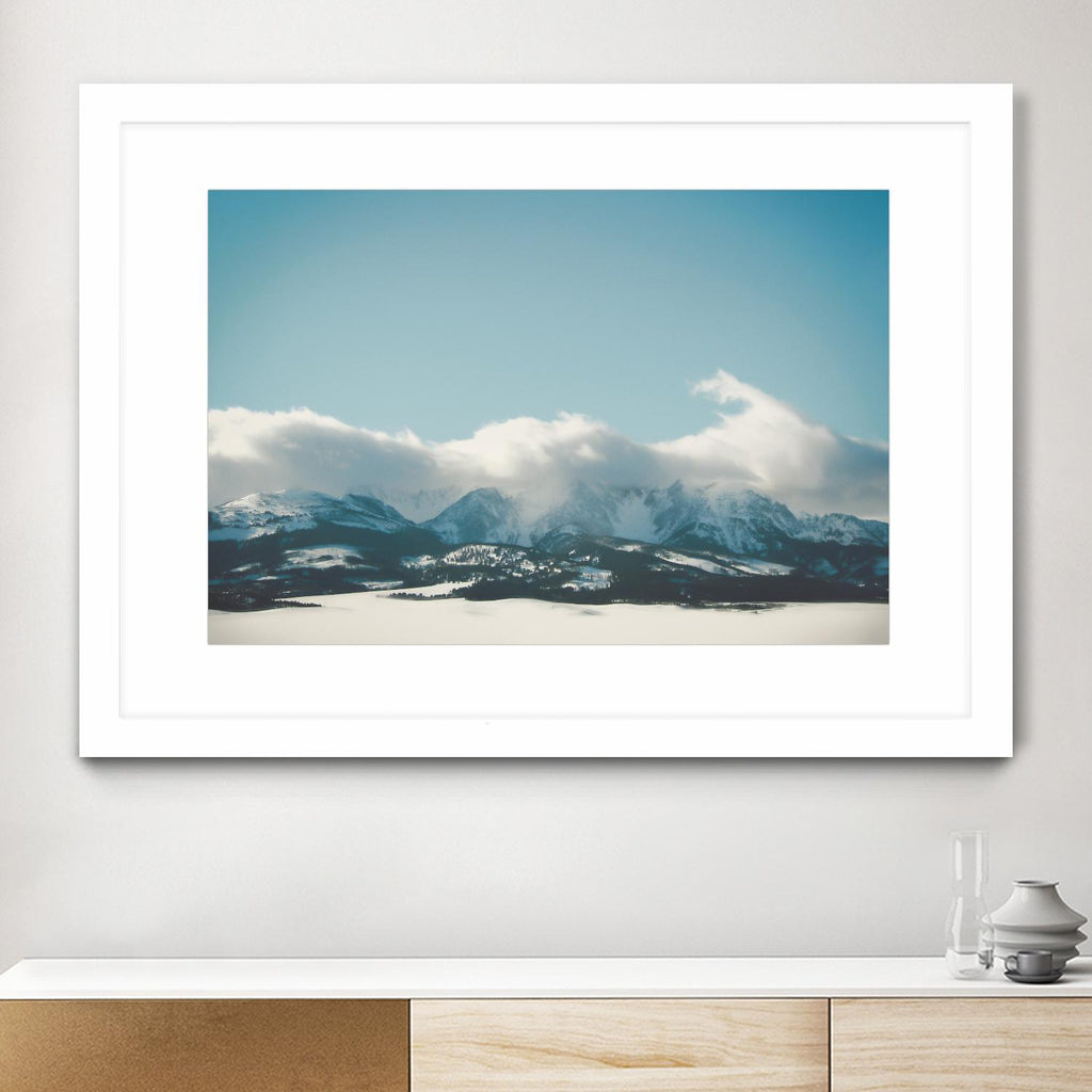 Bridger Mountain Cloud Cover by Annie Bailey Art on GIANT ART - white,blue landscapes, photography, mountains, snow, winter, hills
