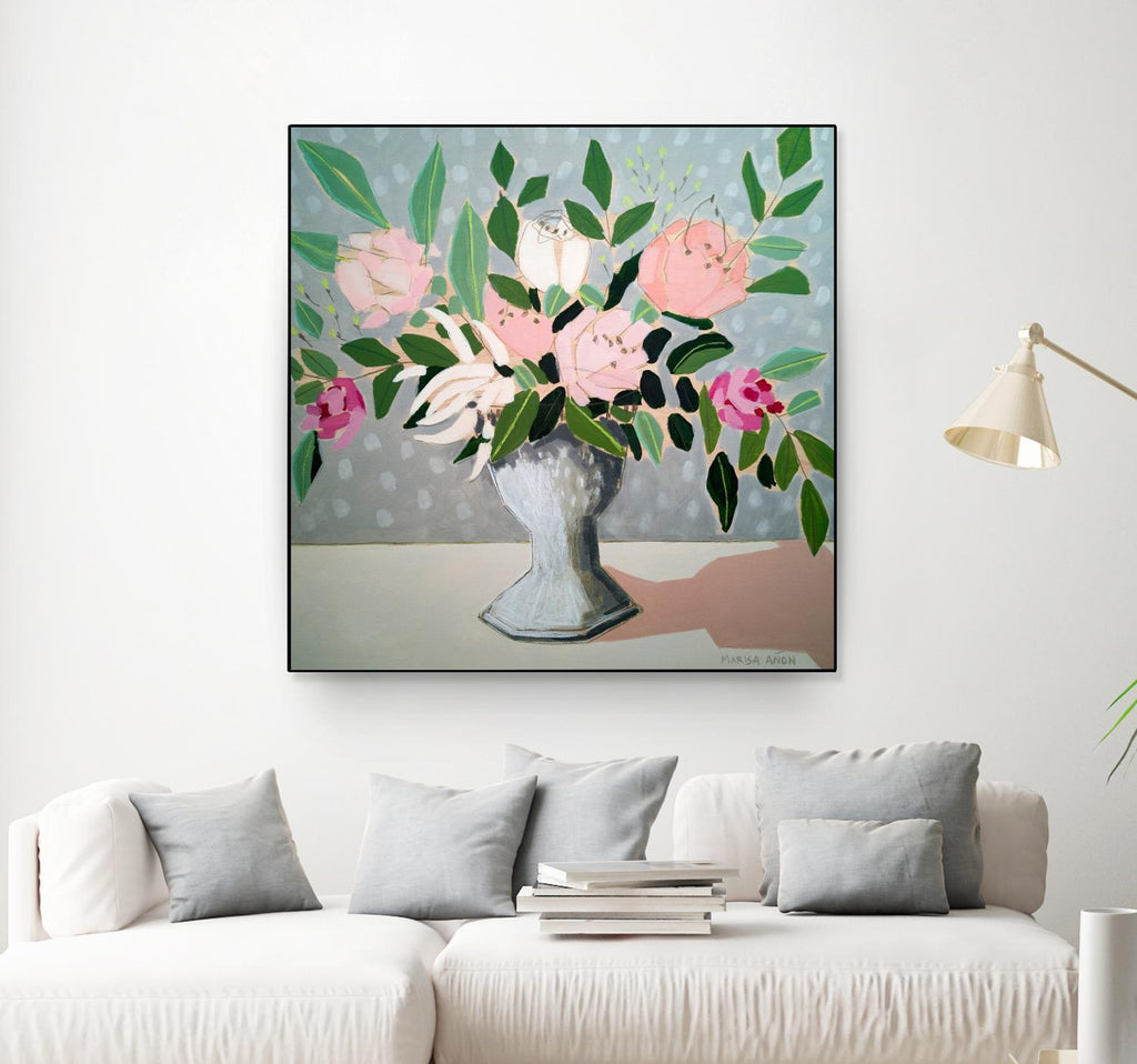 Spring Florals 1 par Marisa Anon sur GIANT ART - rose, vert, floral, nature morte