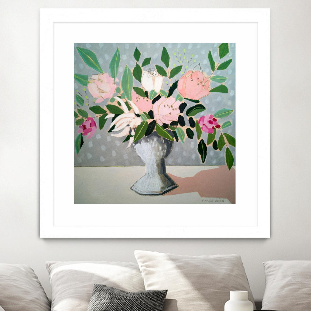 Spring Florals 1 par Marisa Anon sur GIANT ART - rose, vert, floral, nature morte