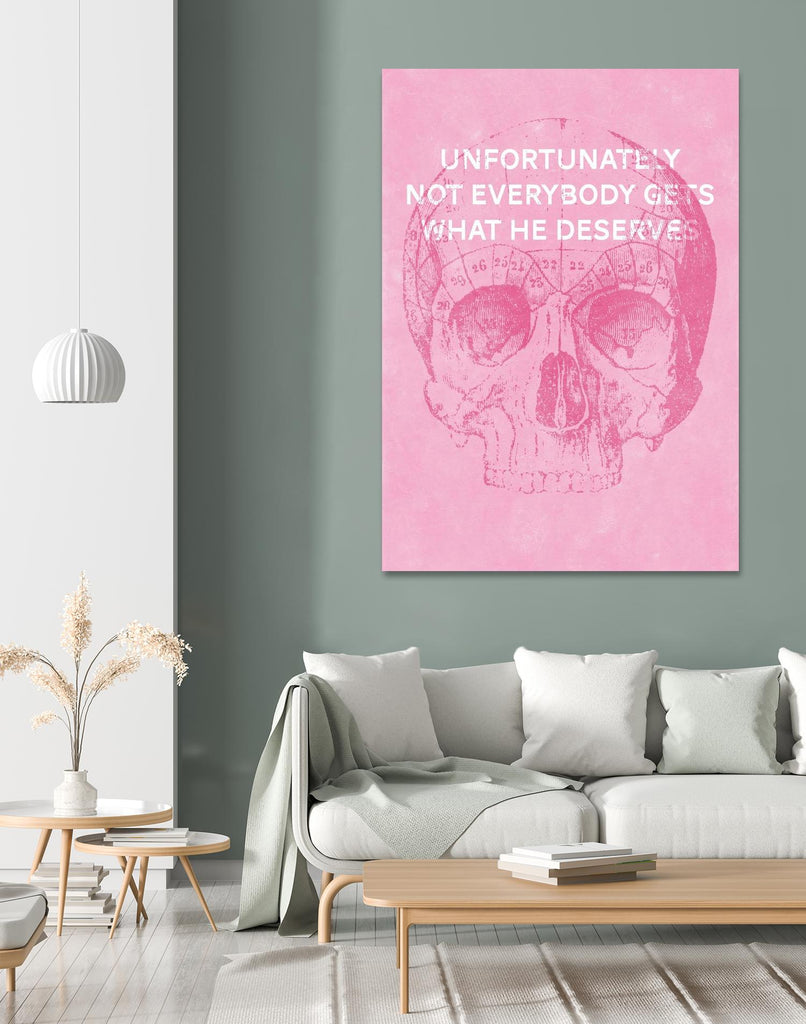 Unfortunately Not Everybody Gets What He Deserves by Hannes Beer on GIANT ART - pink inspirational, urban/pop surrealism, design/type, illustration, typography