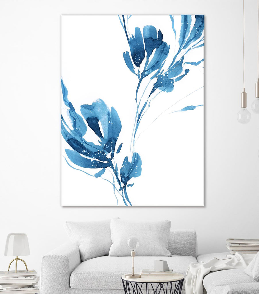 Blue Move 1 by Lesia Binkin on GIANT ART - blue, white floral/still life, patterns, plants