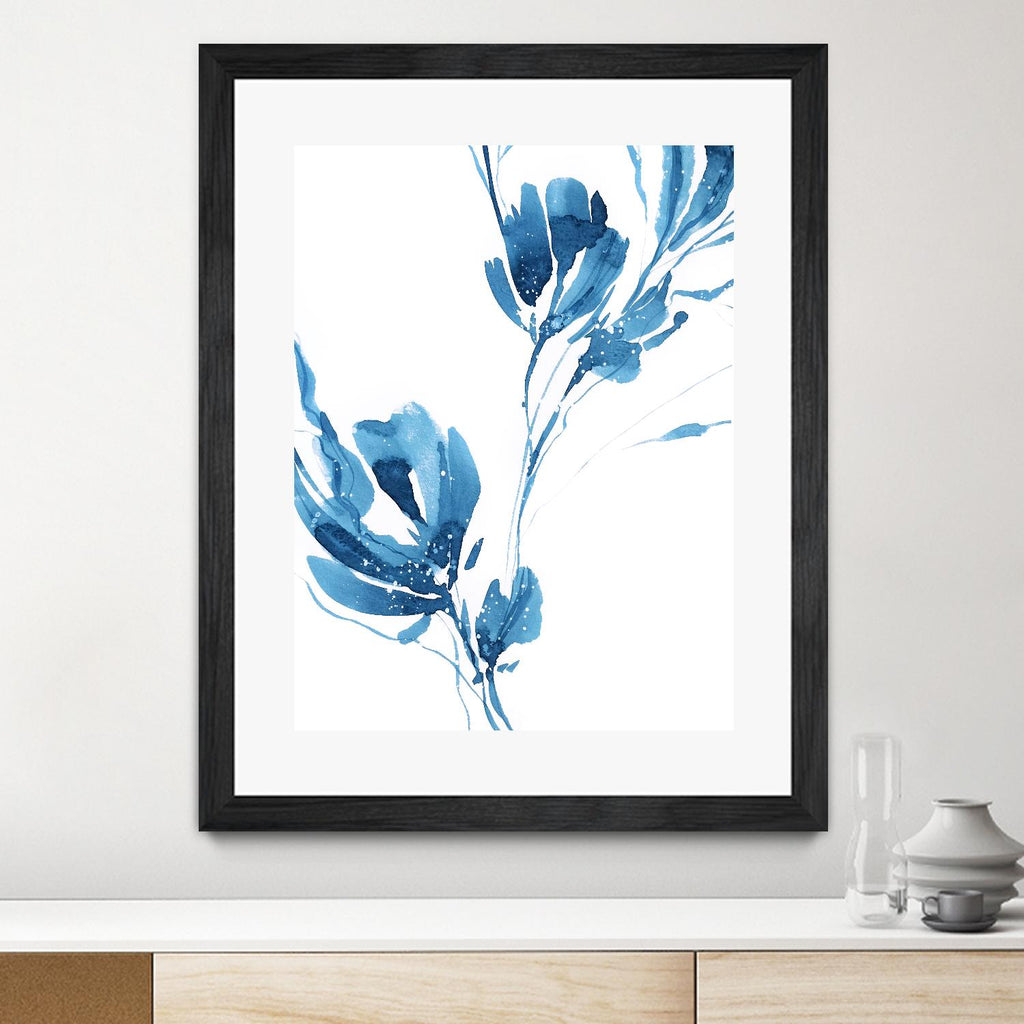 Blue Move 1 by Lesia Binkin on GIANT ART - blue, white floral/still life, patterns, plants