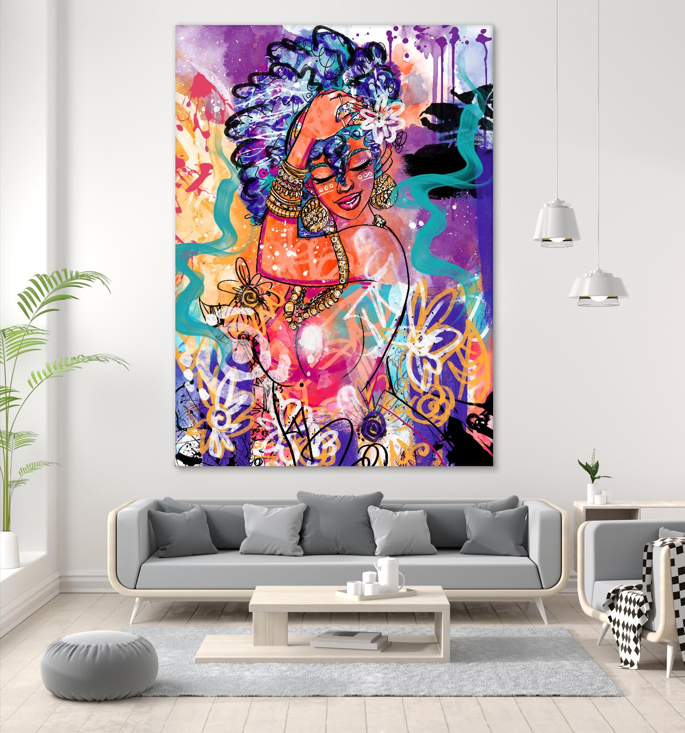 Gold Flowers by Justin Copeland on GIANT ART - multicolor ethnic; figurative; contemporary