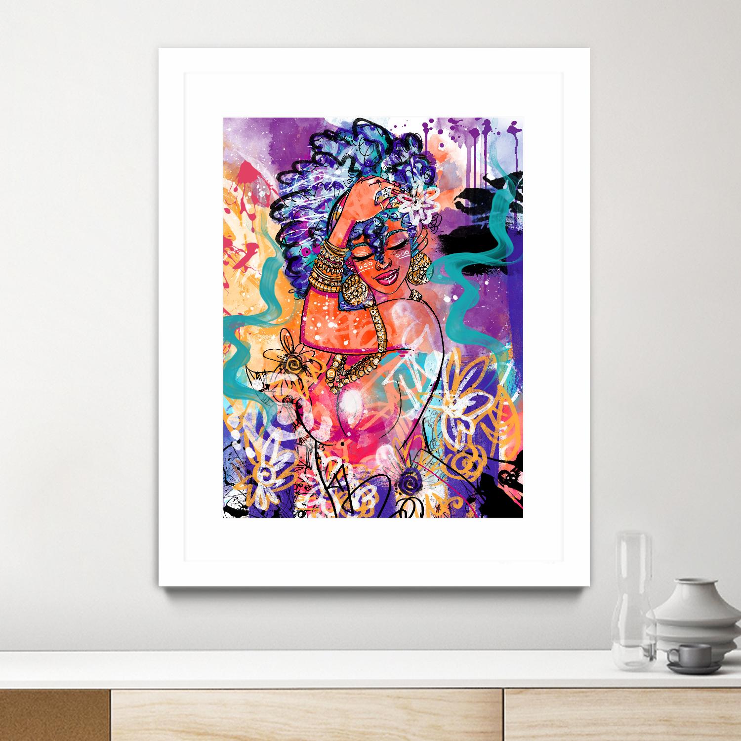 Gold Flowers by Justin Copeland on GIANT ART - multicolor ethnic; figurative; contemporary