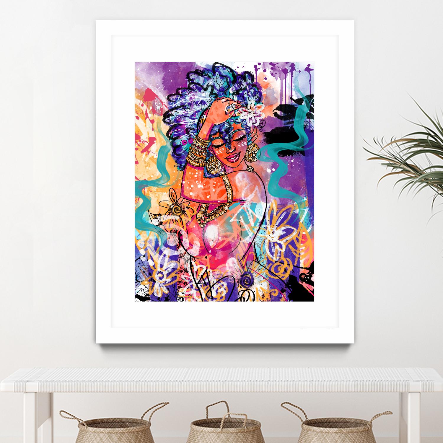 Gold Flowers by Justin Copeland on GIANT ART - multicolor ethnic; figurative; contemporary