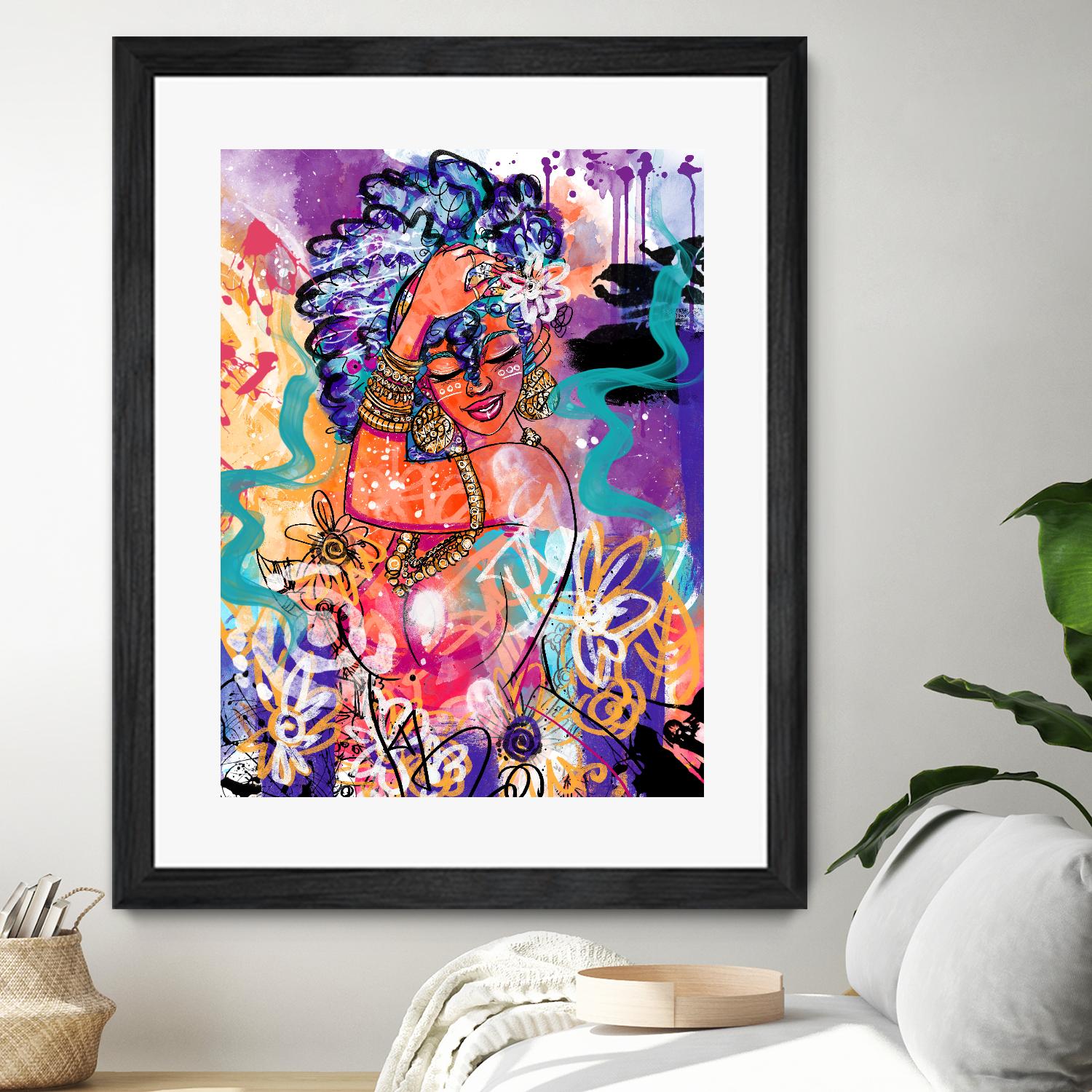 Gold Flowers by Justin Copeland on GIANT ART - multicolor ethnic; figurative; contemporary