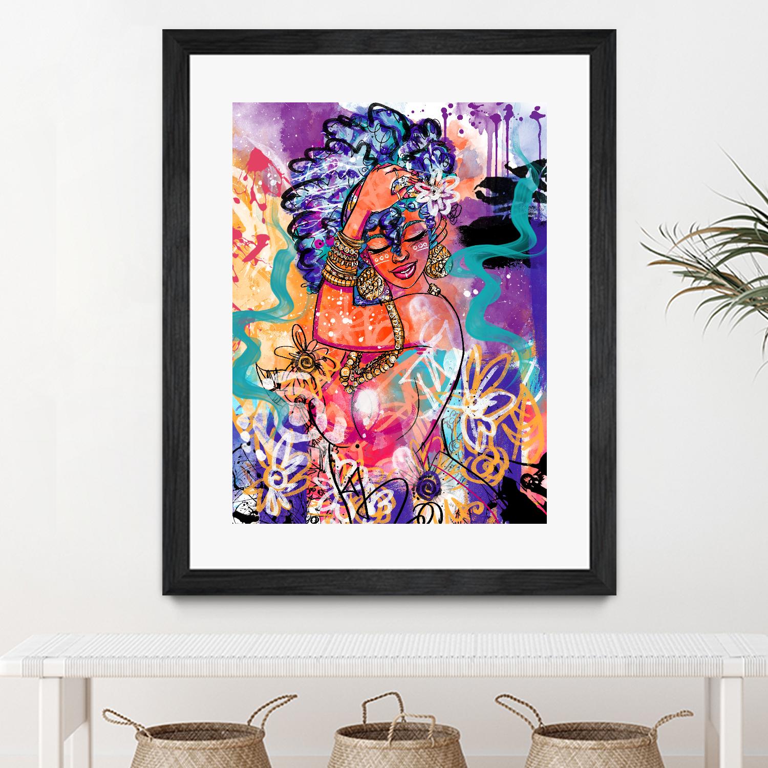 Gold Flowers by Justin Copeland on GIANT ART - multicolor ethnic; figurative; contemporary