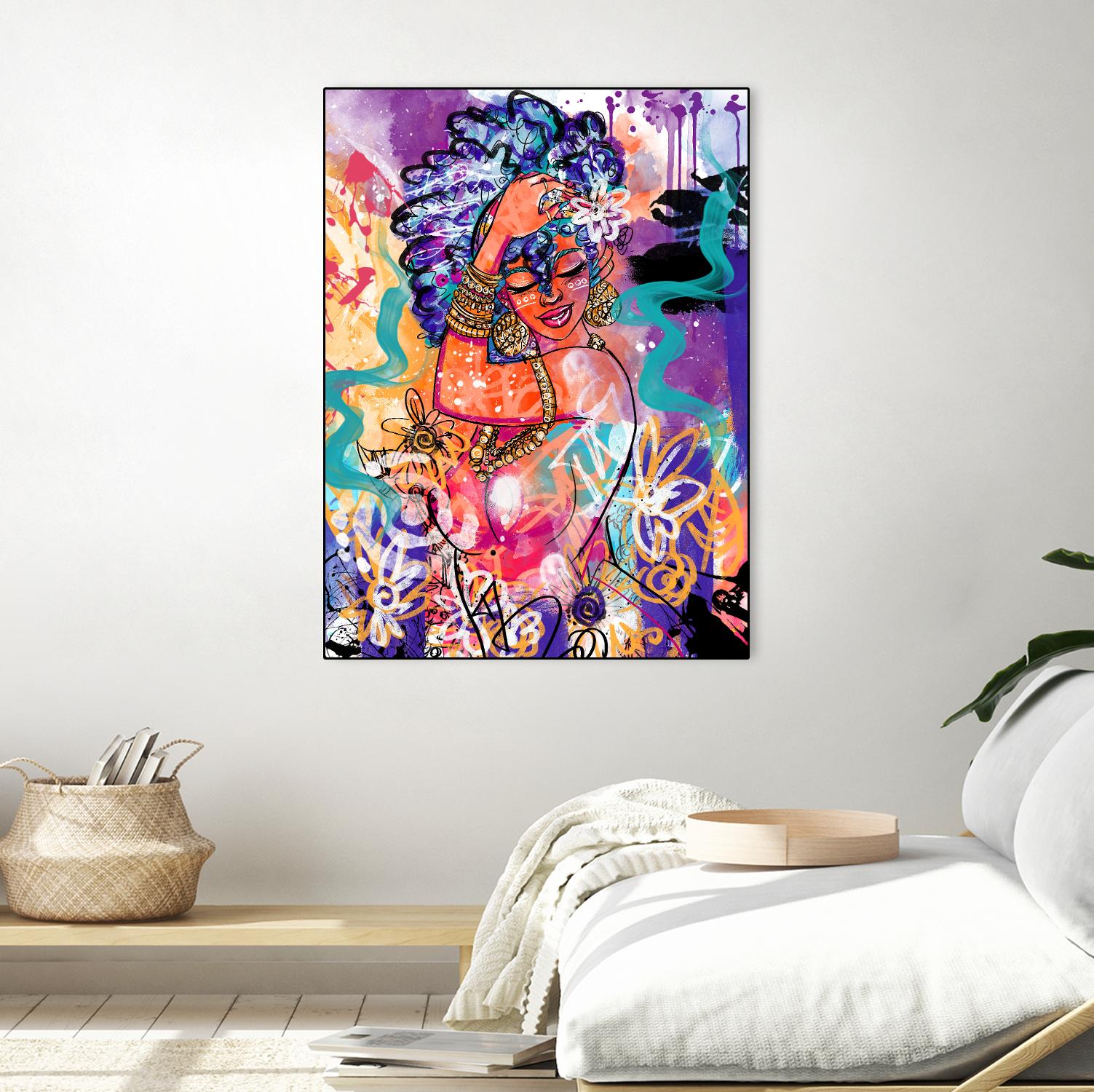 Gold Flowers by Justin Copeland on GIANT ART - multicolor ethnic; figurative; contemporary