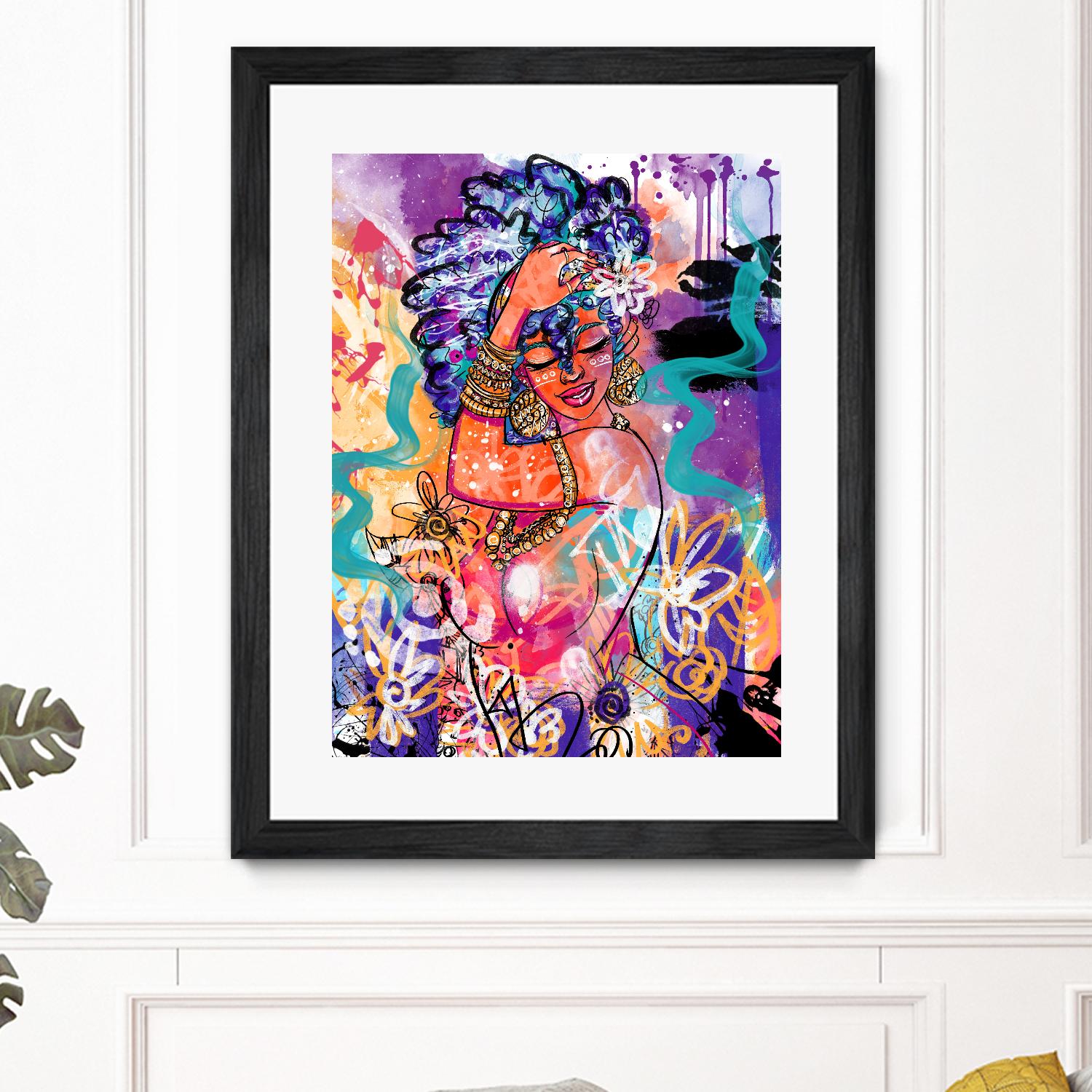 Gold Flowers by Justin Copeland on GIANT ART - multicolor ethnic; figurative; contemporary