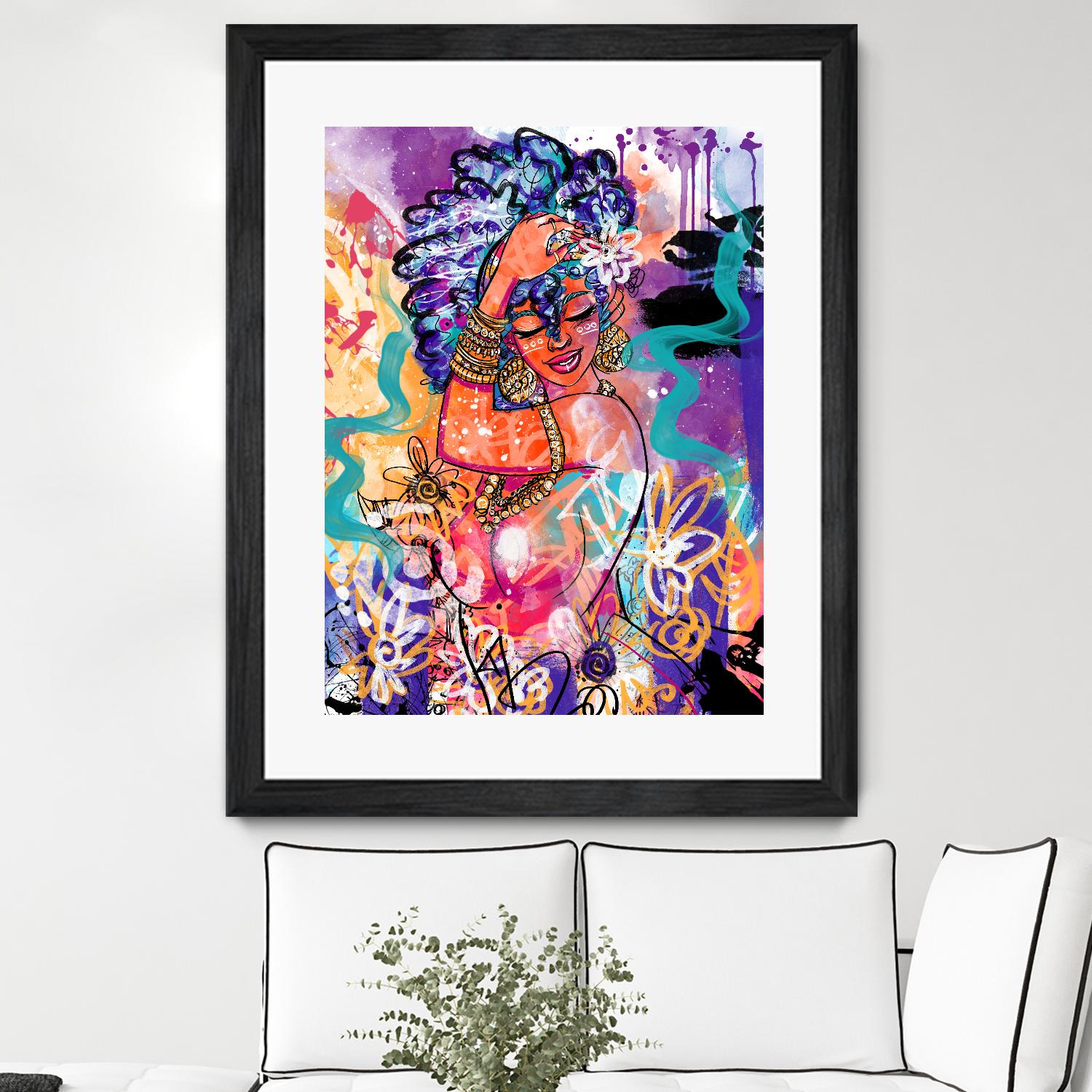 Gold Flowers by Justin Copeland on GIANT ART - multicolor ethnic; figurative; contemporary