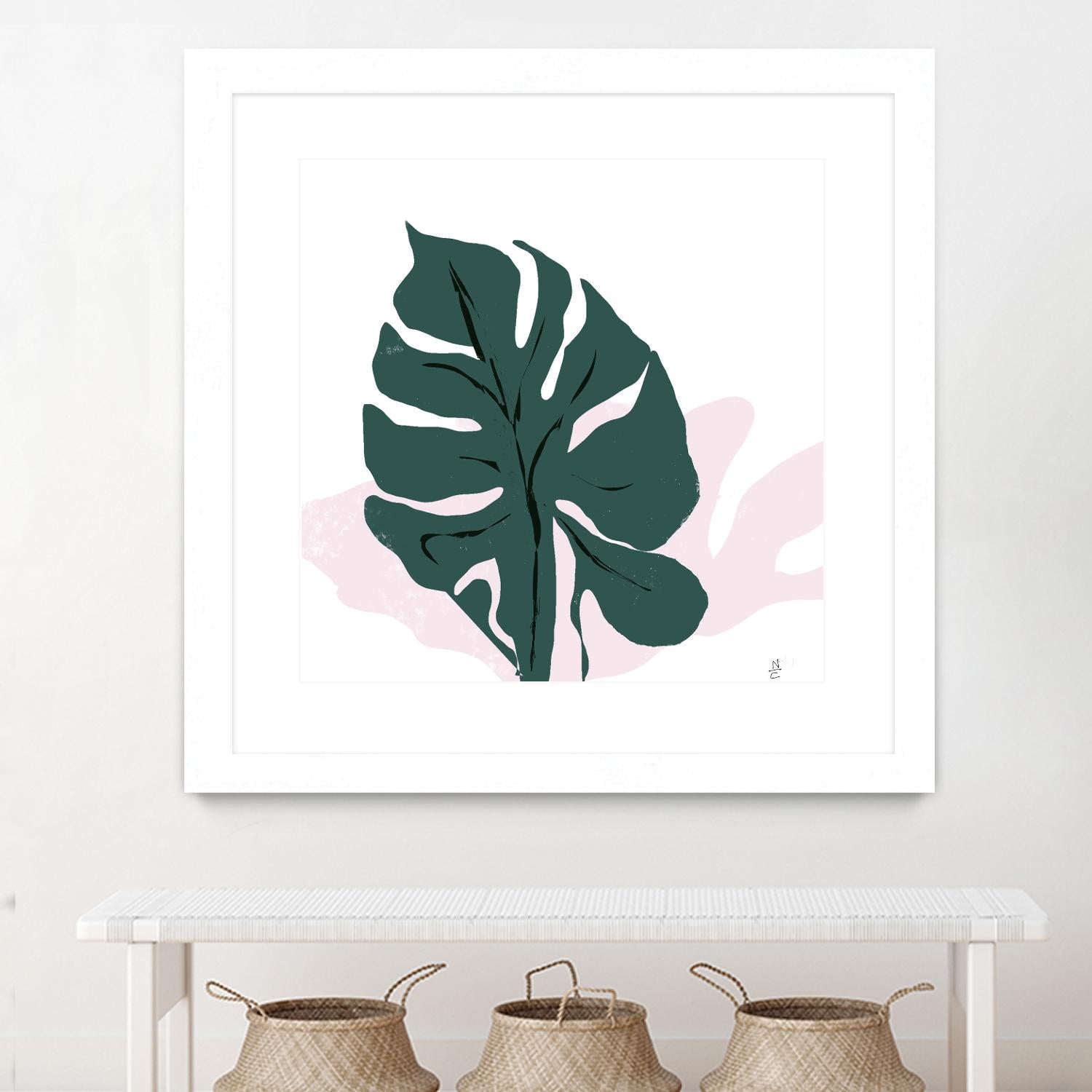 Pink Shadow by Niya Christine on GIANT ART - green contemporary, floral/still life, leaves