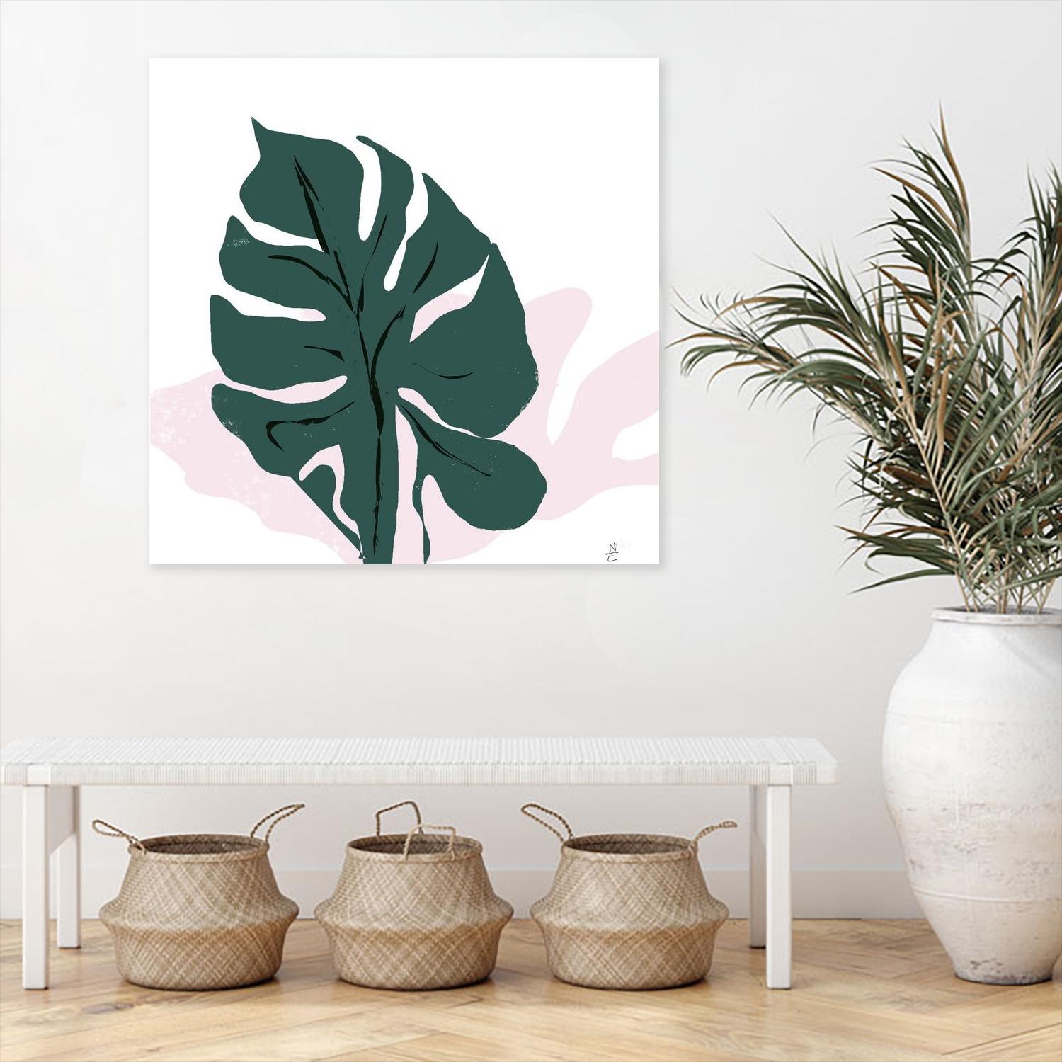 Pink Shadow by Niya Christine on GIANT ART - green contemporary, floral/still life, leaves
