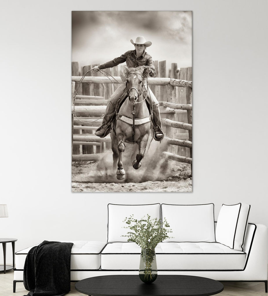 Ride 'Em Cowgirl par Lisa Dearing sur GIANT ART - photographie multicolore ; animaux ; figuratif