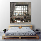 Introvert by Cynthia Decker on GIANT ART - multi children, contemporary, animals, cats, dogs, windows