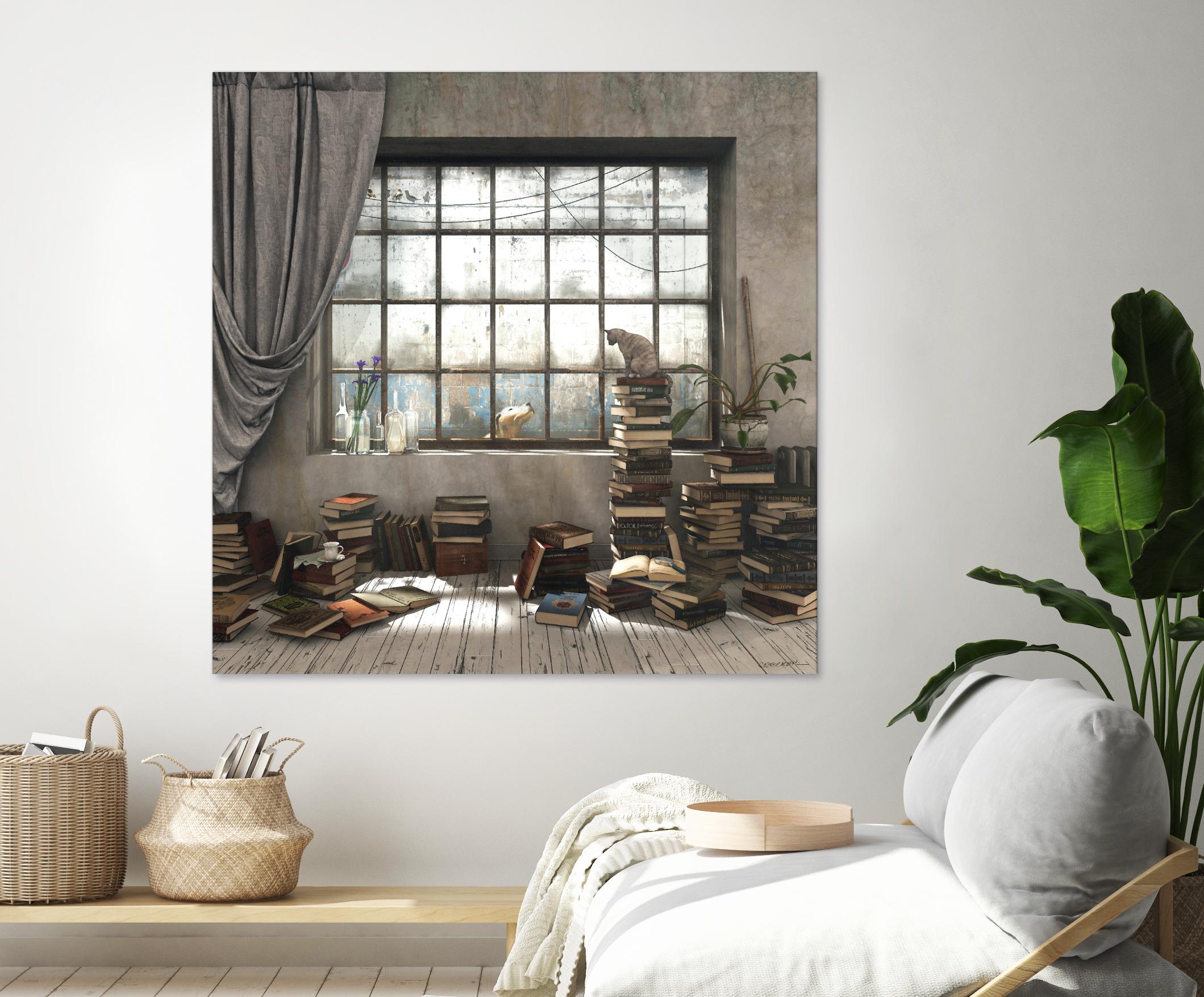 Introvert by Cynthia Decker on GIANT ART - multi children, contemporary, animals, cats, dogs, windows