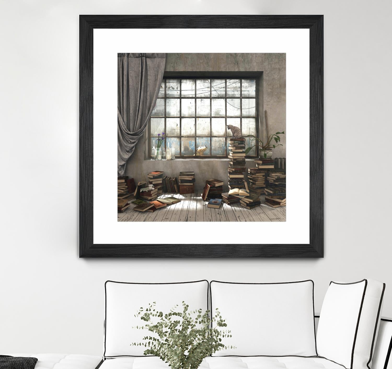 Introvert by Cynthia Decker on GIANT ART - multi children, contemporary, animals, cats, dogs, windows