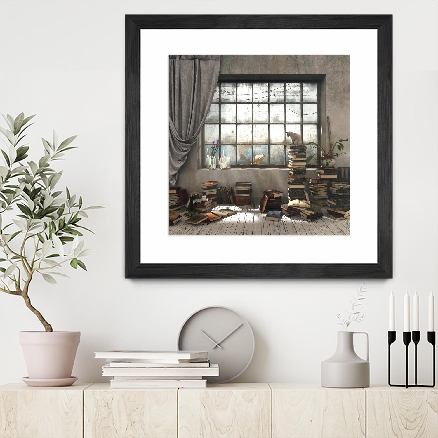 Introvert by Cynthia Decker on GIANT ART - multi children, contemporary, animals, cats, dogs, windows