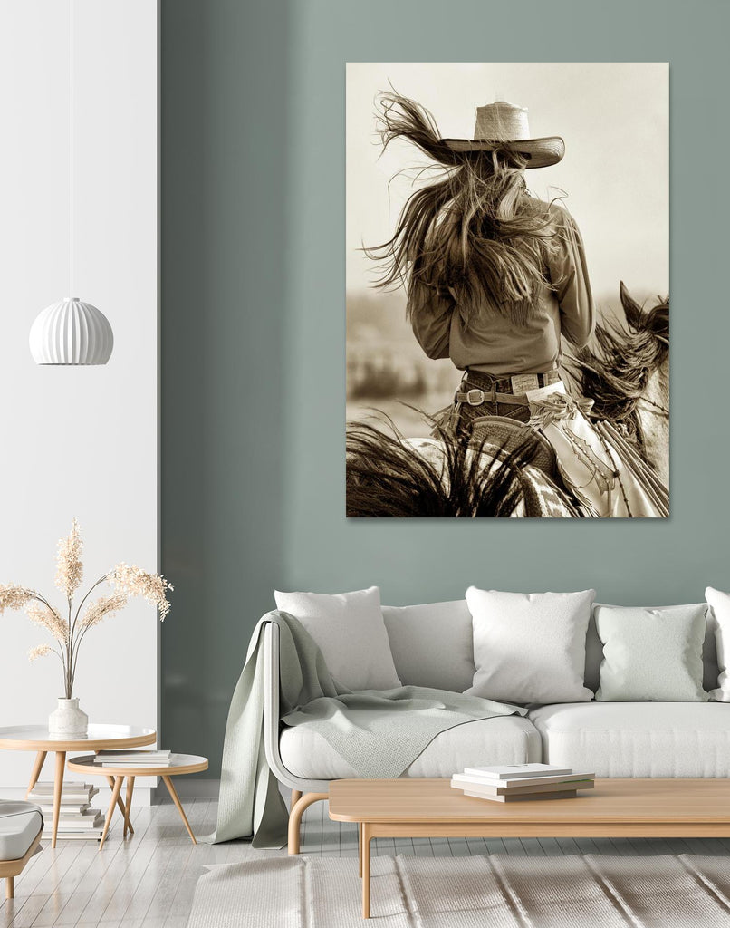 Cowgirl de Lisa Dearing sur GIANT ART - look country beige