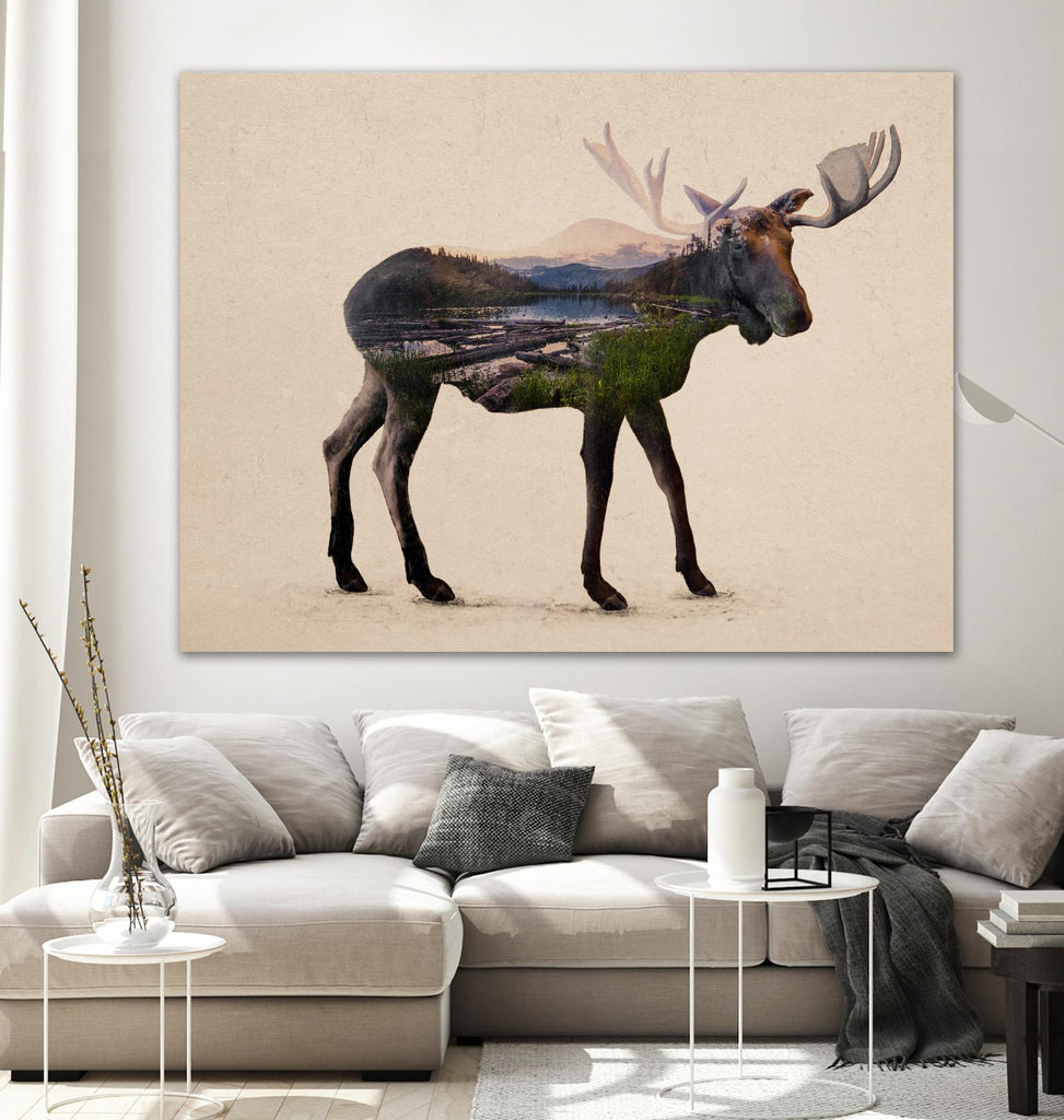 The Alaskan Bull Moose par Davies Babies sur GIANT ART - animaux multicolores ; contemporain