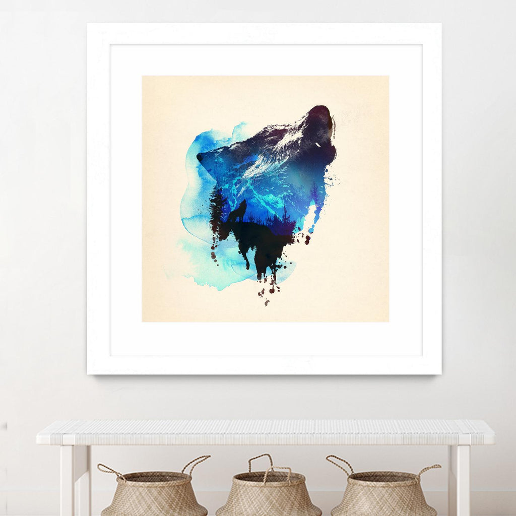 Alone as a Wolf by Robert Farkas on GIANT ART - blue animals