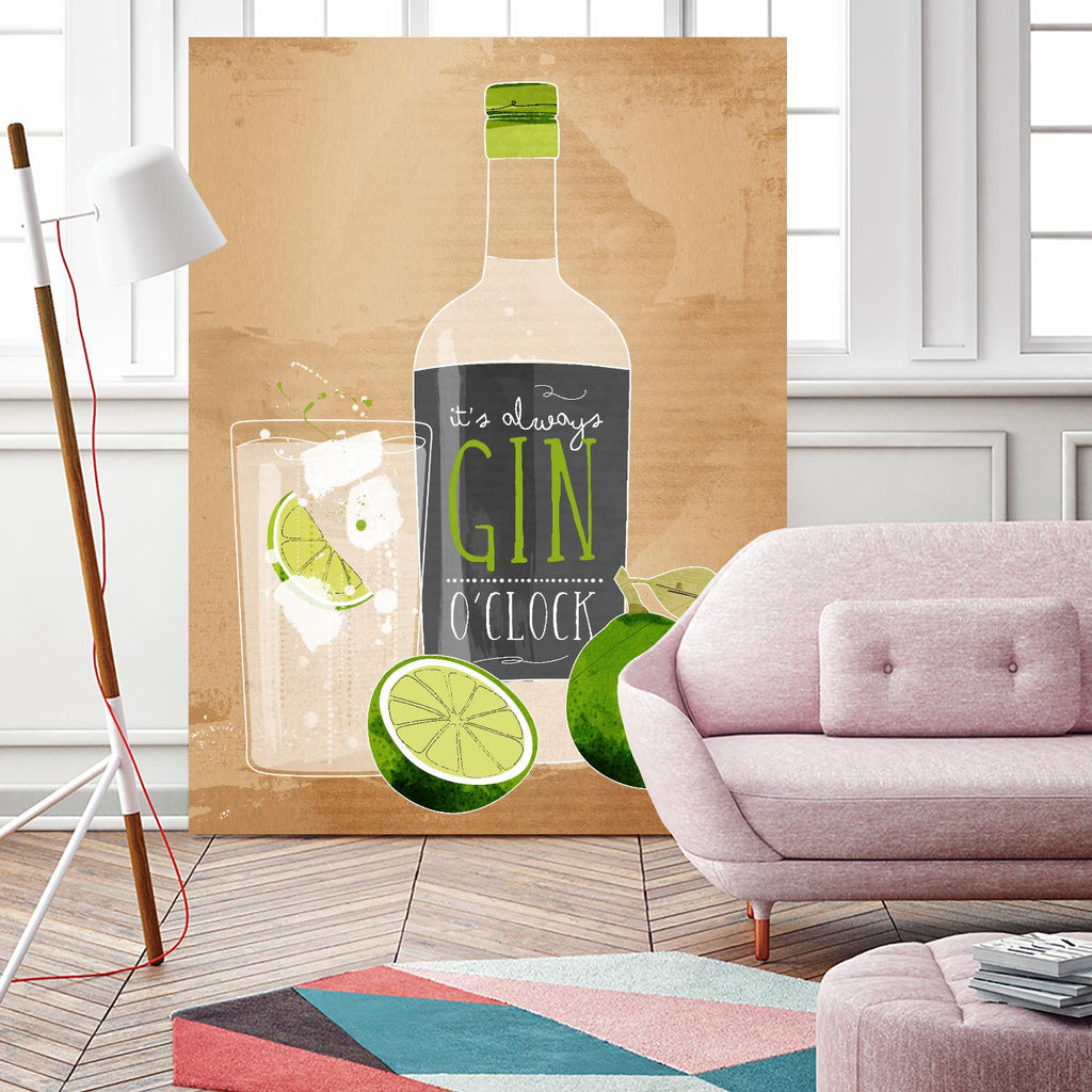 Gin O'Clock de Green Lili sur GIANT ART - cuisine multicolore