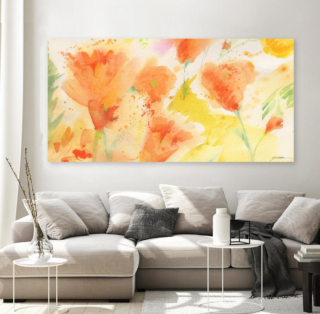 Windblown Poppies #1 by Sheila Golden on GIANT ART - multicolor floral/still life; contemporary