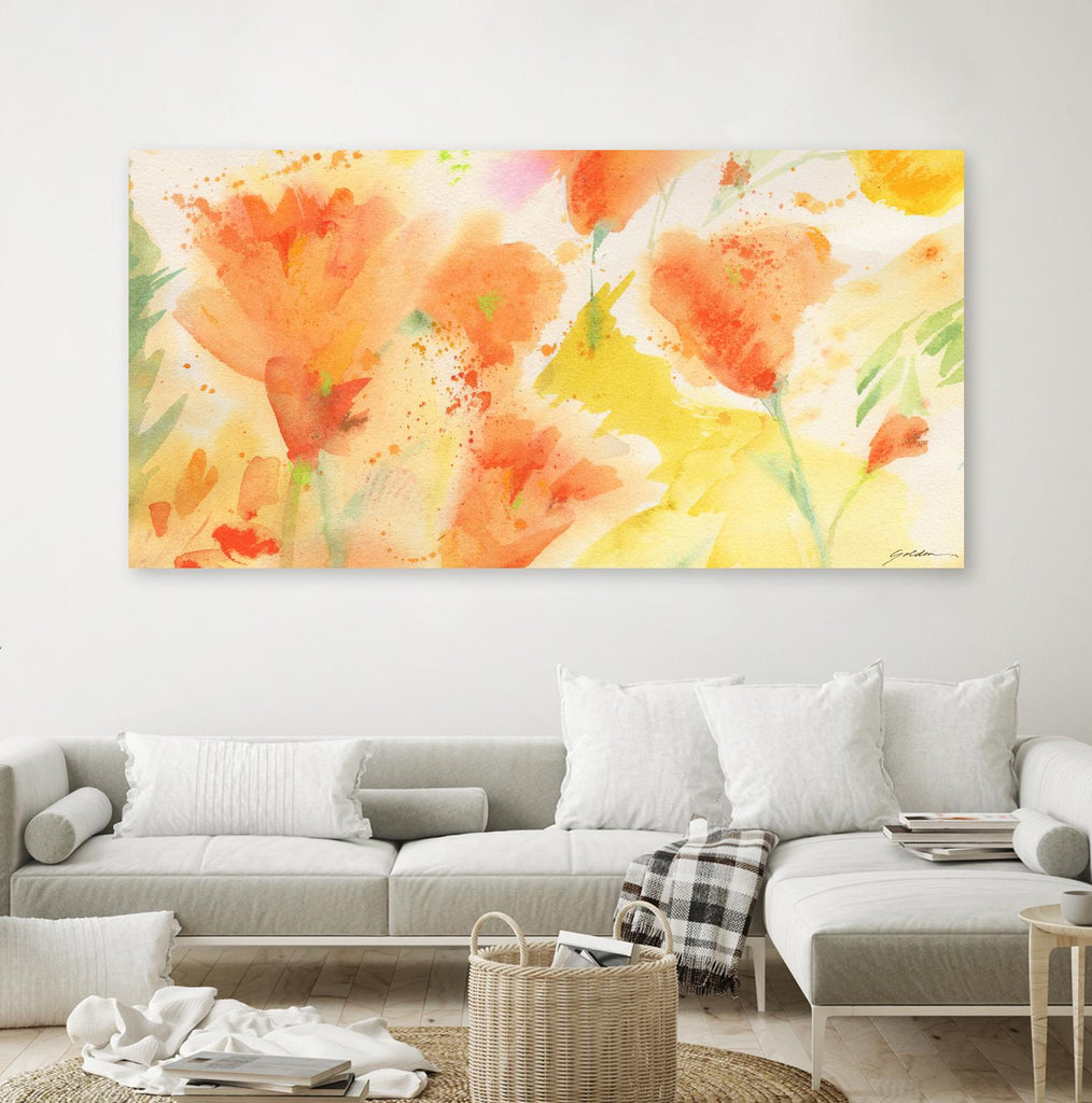 Windblown Poppies #1 by Sheila Golden on GIANT ART - multicolor floral/still life; contemporary