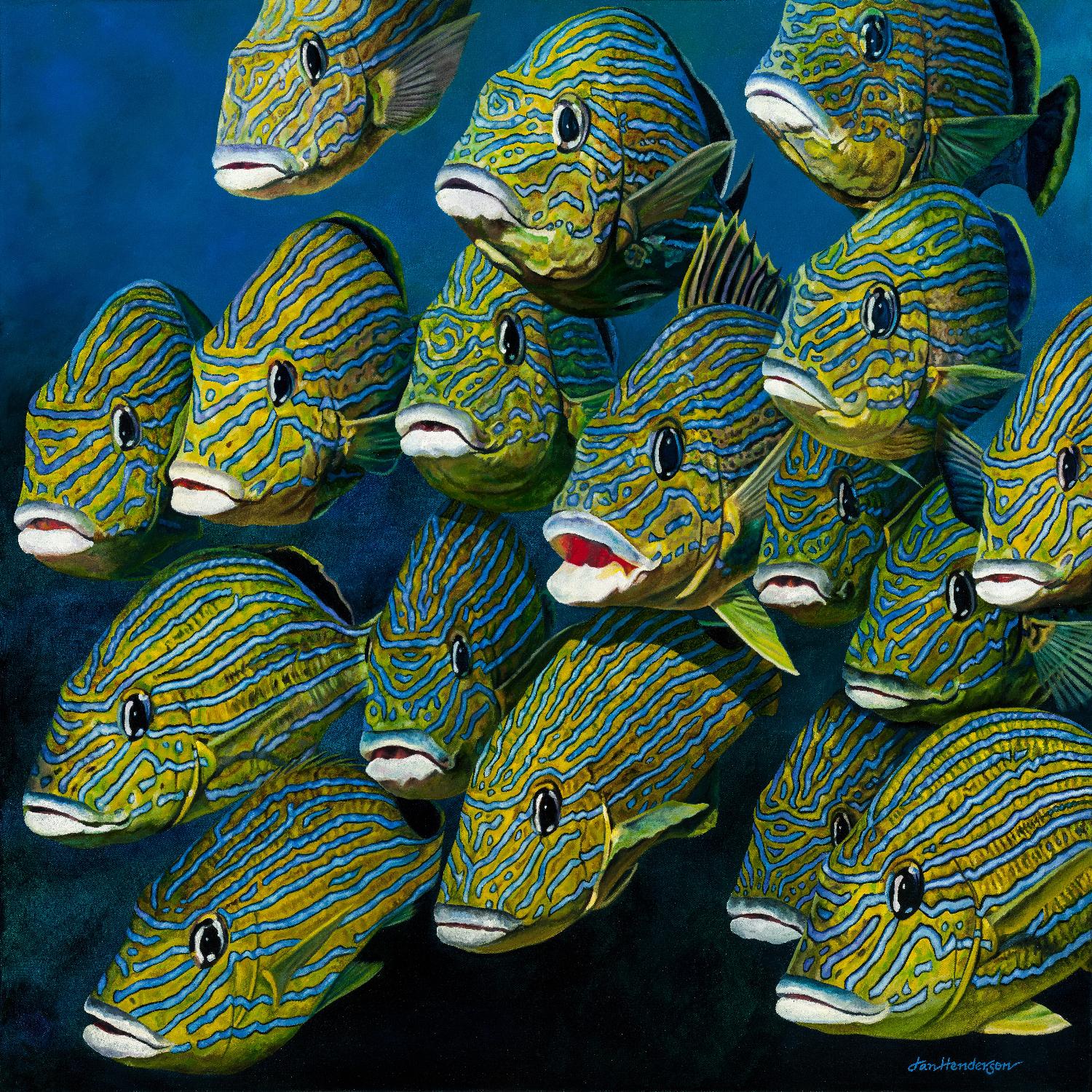 Shoal of Grunts de Jan Henderson sur GIANT ART - animaux multicolores