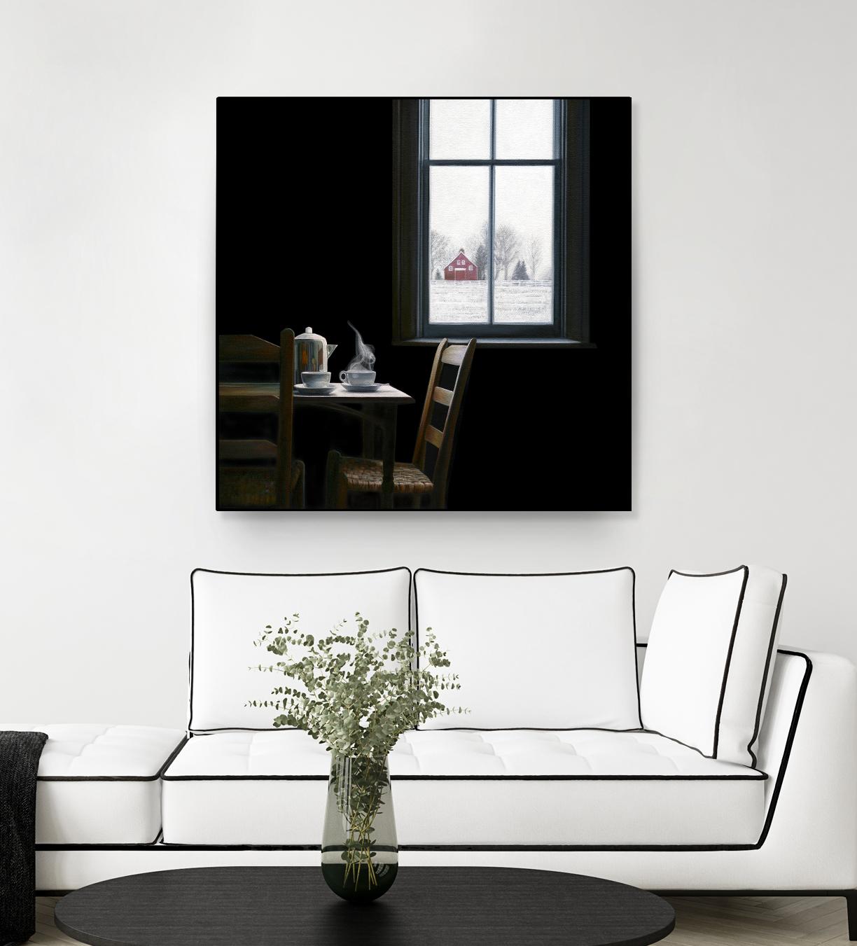 Pause by Karen Hollingsworth on GIANT ART - multi floral/still life, landscapes, chairs, coffee, farms, interiors, snow, winter, country/rural