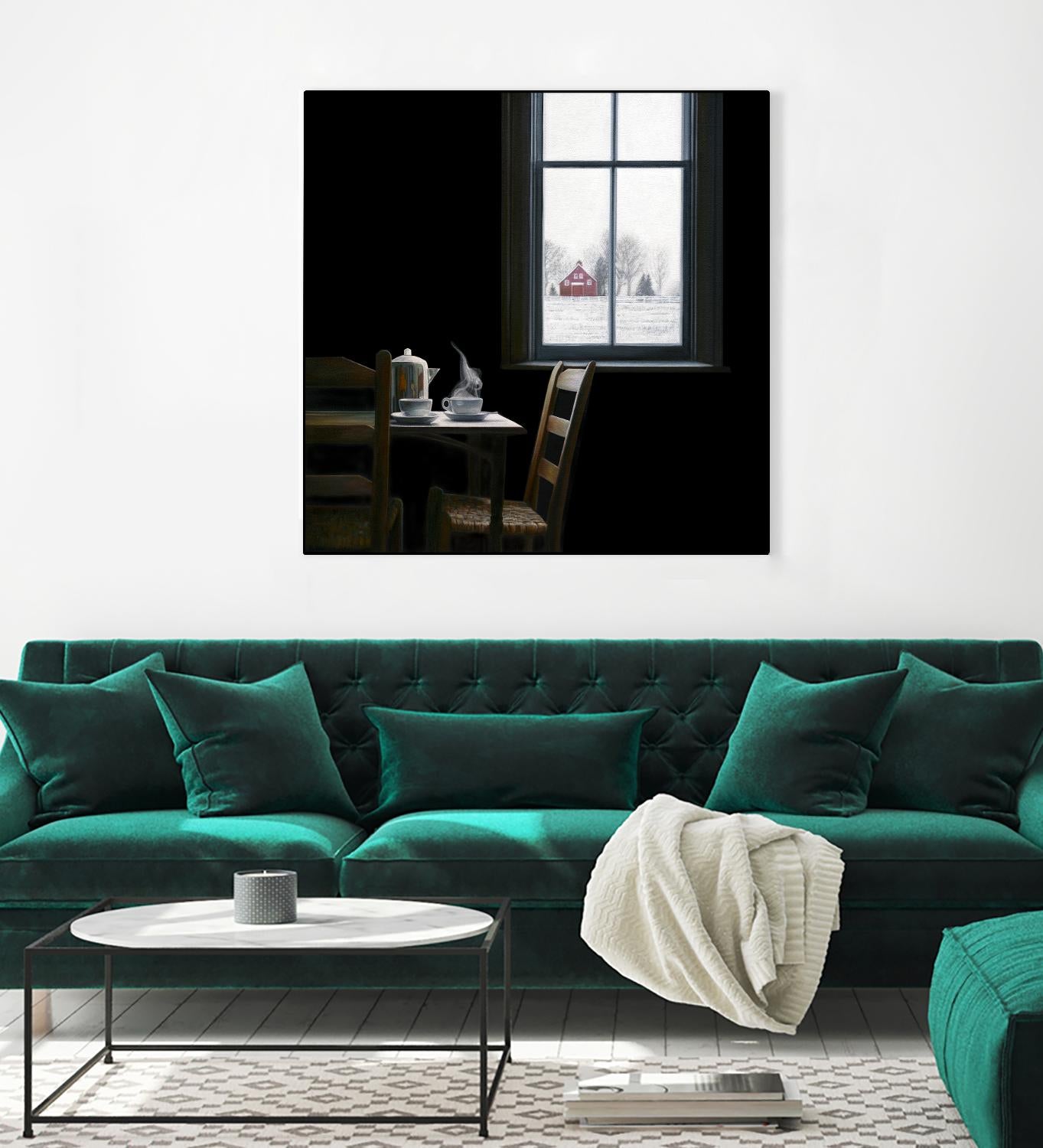 Pause by Karen Hollingsworth on GIANT ART - multi floral/still life, landscapes, chairs, coffee, farms, interiors, snow, winter, country/rural