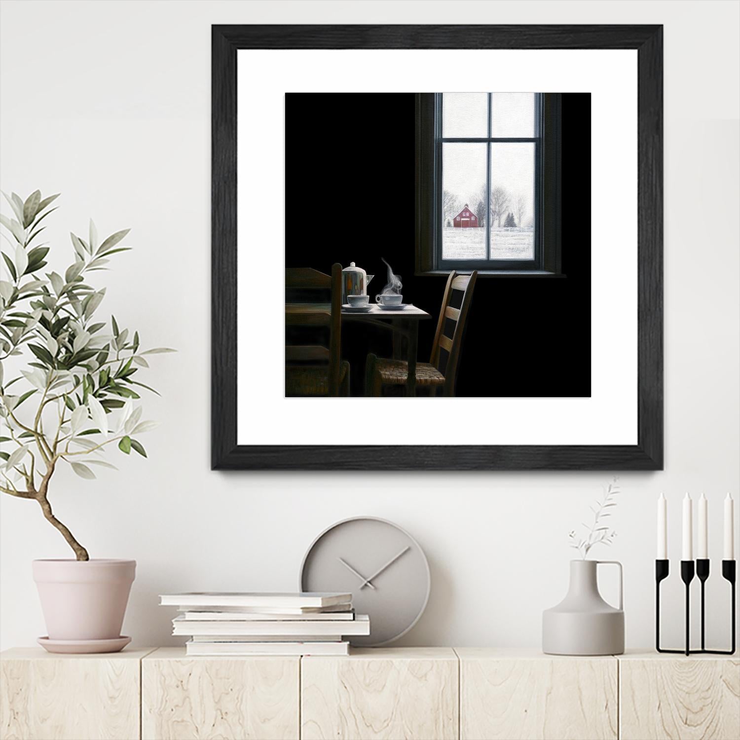 Pause by Karen Hollingsworth on GIANT ART - multi floral/still life, landscapes, chairs, coffee, farms, interiors, snow, winter, country/rural