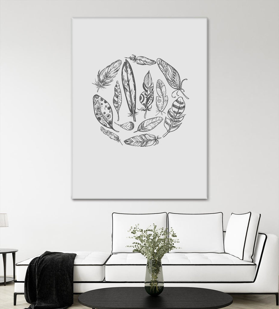 Feather Circle by Incado on GIANT ART - multicolor floral/still life