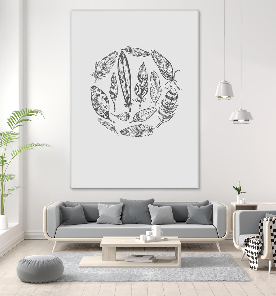 Feather Circle by Incado on GIANT ART - multicolor floral/still life