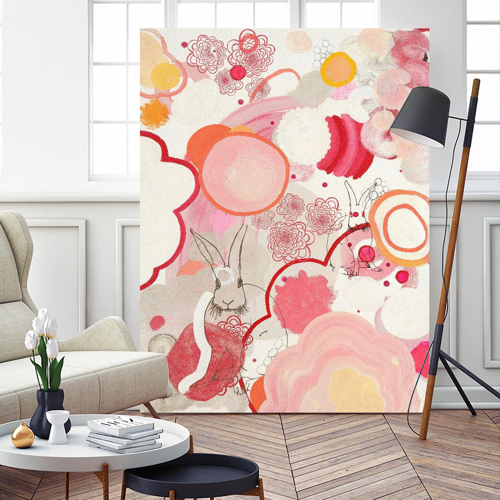 Funny Bunnies Come To The Party by Maggie Kleinpeter on GIANT ART - multicolor abstracts; contemporary