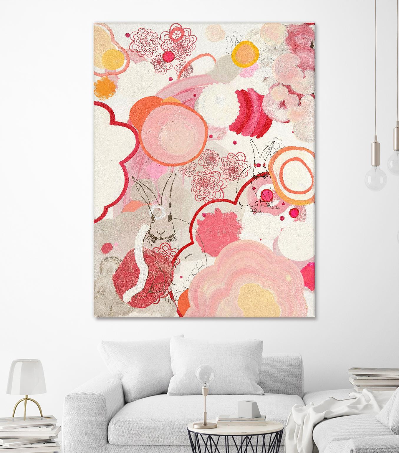 Funny Bunnies Come To The Party by Maggie Kleinpeter on GIANT ART - multicolor abstracts; contemporary