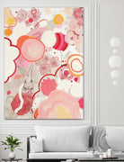 Funny Bunnies Come To The Party by Maggie Kleinpeter on GIANT ART - multicolor abstracts; contemporary