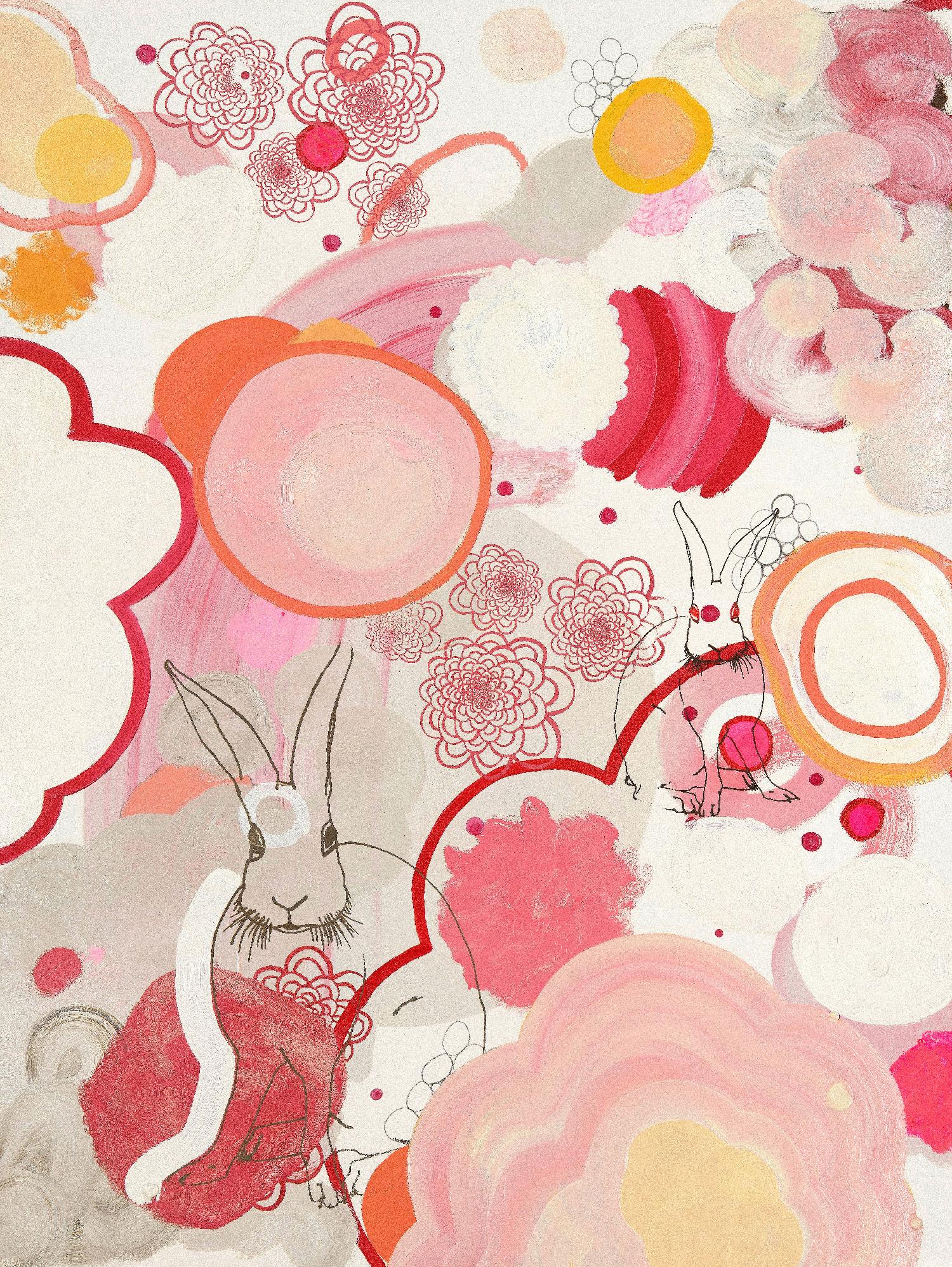 Funny Bunnies Come To The Party by Maggie Kleinpeter on GIANT ART - multicolor abstracts; contemporary