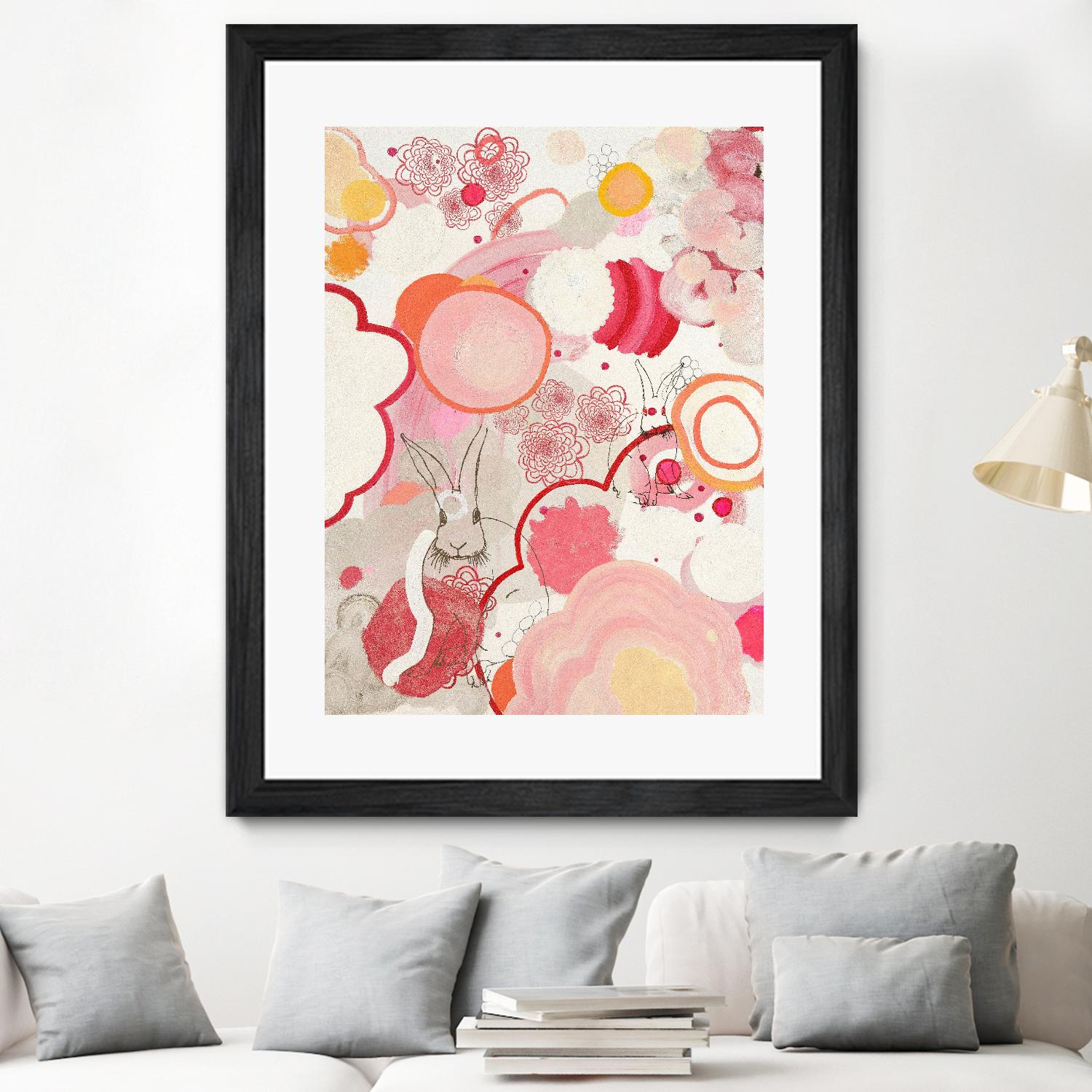 Funny Bunnies Come To The Party by Maggie Kleinpeter on GIANT ART - multicolor abstracts; contemporary