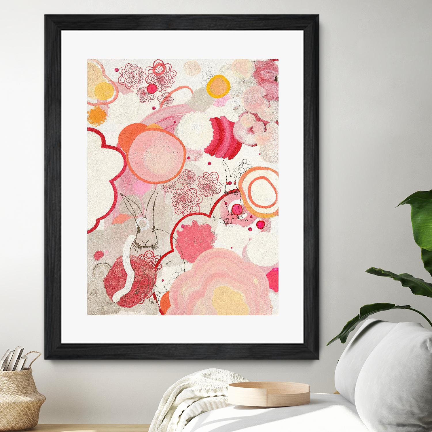 Funny Bunnies Come To The Party by Maggie Kleinpeter on GIANT ART - multicolor abstracts; contemporary