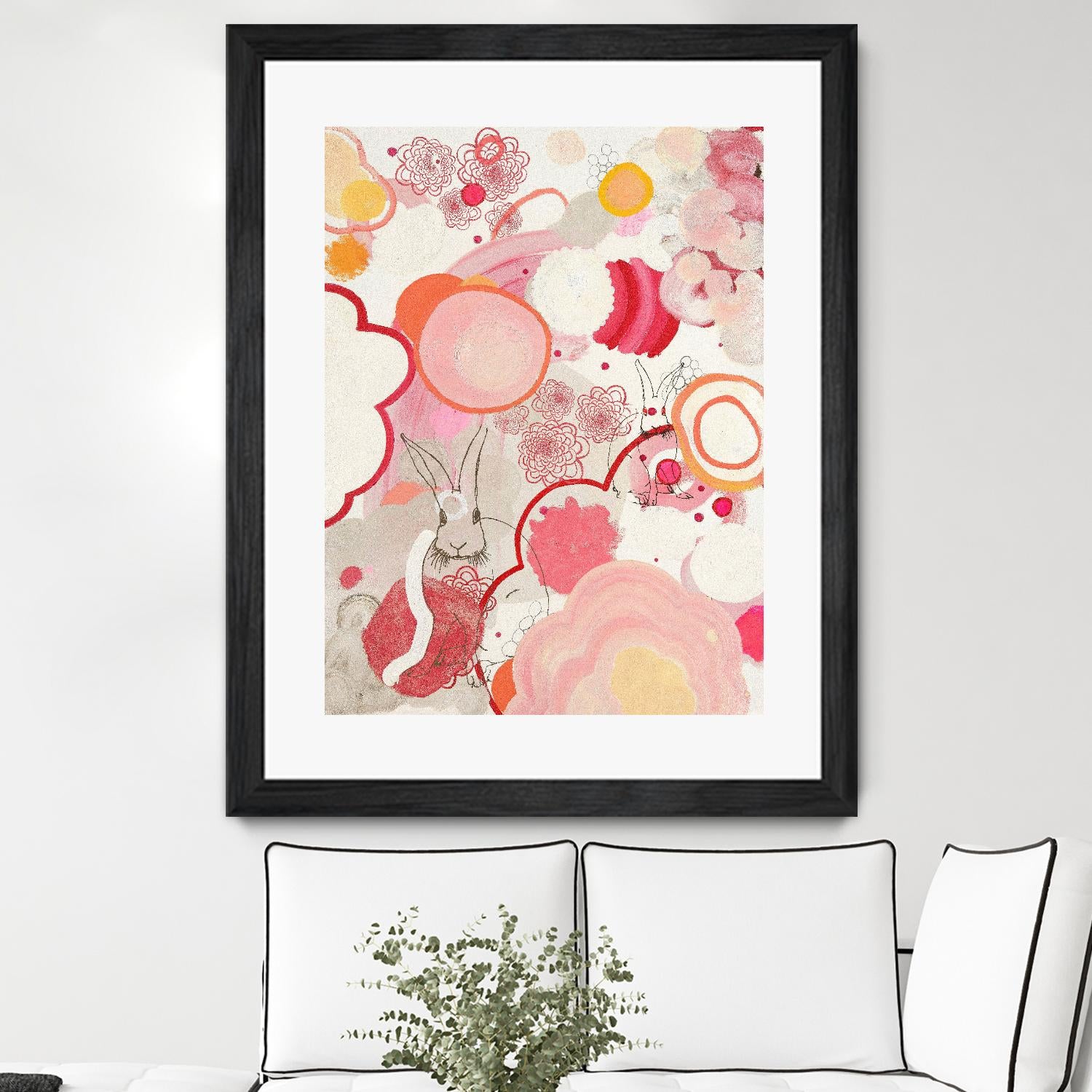 Funny Bunnies Come To The Party by Maggie Kleinpeter on GIANT ART - multicolor abstracts; contemporary