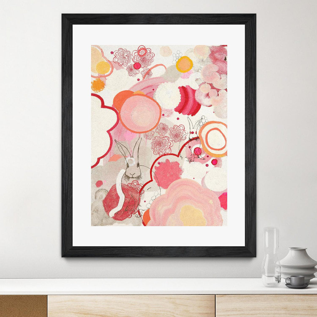 Funny Bunnies Come To The Party by Maggie Kleinpeter on GIANT ART - multicolor abstracts; contemporary