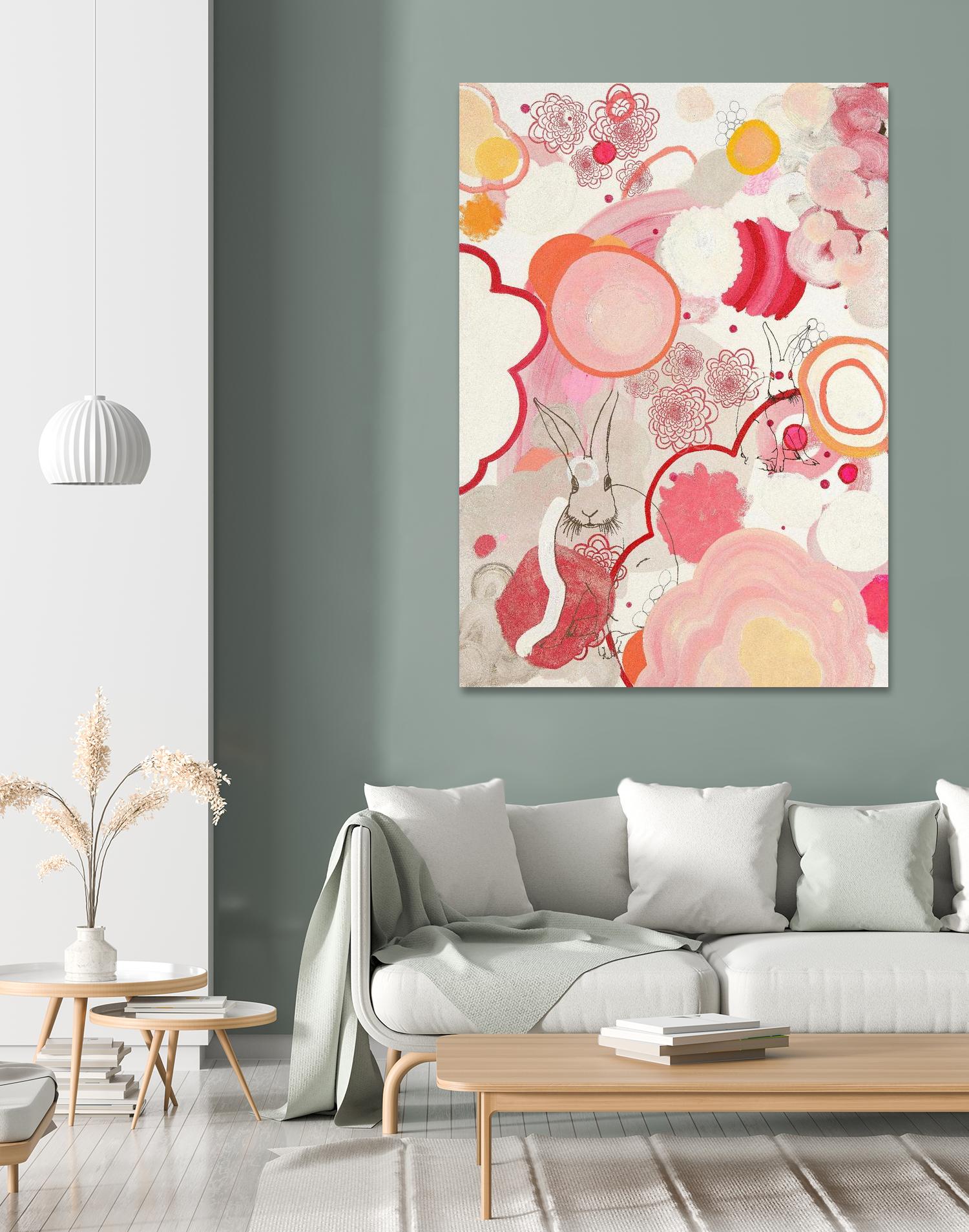 Funny Bunnies Come To The Party by Maggie Kleinpeter on GIANT ART - multicolor abstracts; contemporary